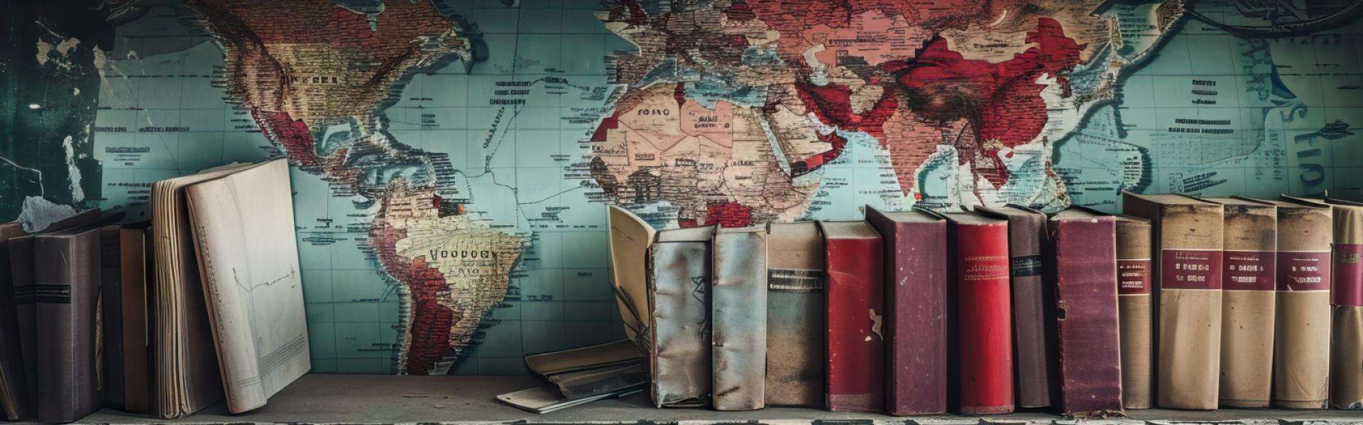 Cartina del mondo e libri antichi