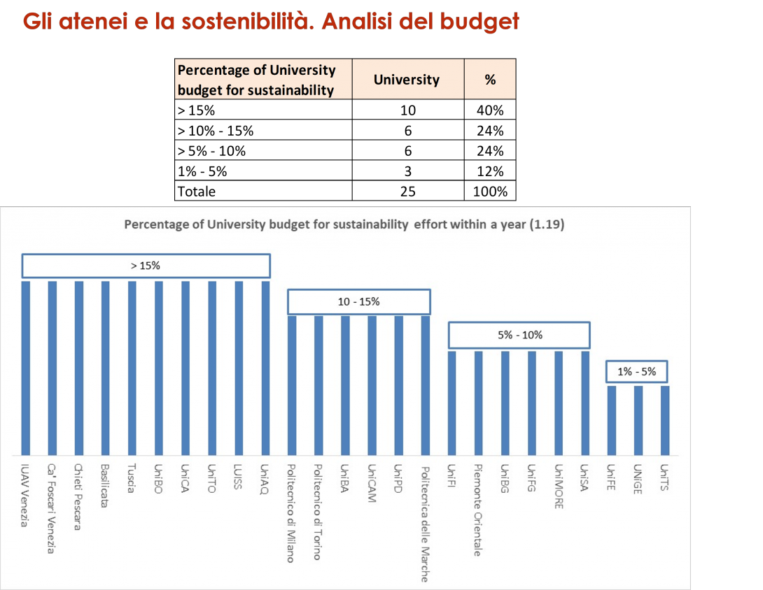 Budget sostenibilità grafico Almalaurea